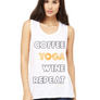 COFFEE YOGA WINE REPEAT MUSCLE TANK
